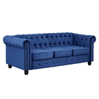 Ensemble de canapé et causeuse de style Chesterfield classique Morden Fort, revêtement en velours capitonné, 2 pièces, avec clous décoratifs, pour le salon