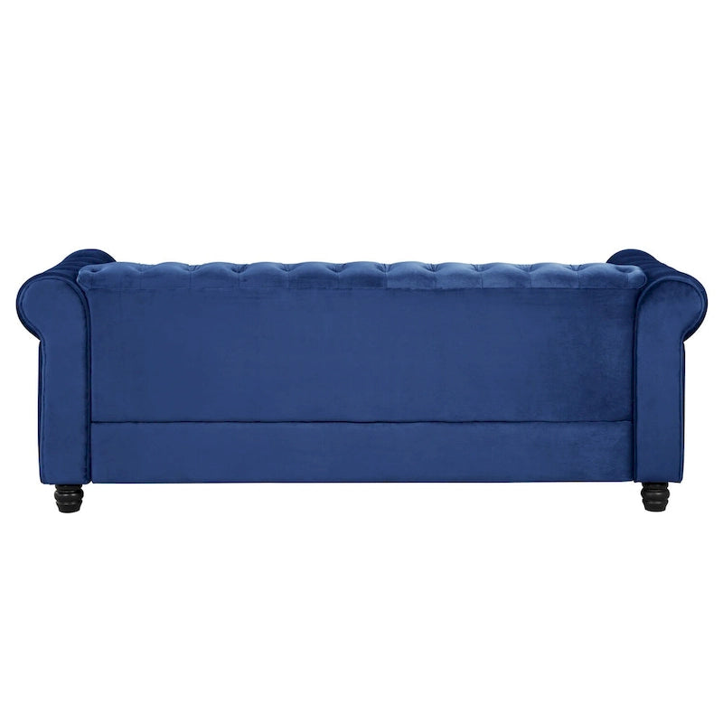 Ensemble de canapé et causeuse de style Chesterfield classique Morden Fort, revêtement en velours capitonné, 2 pièces, avec clous décoratifs, pour le salon