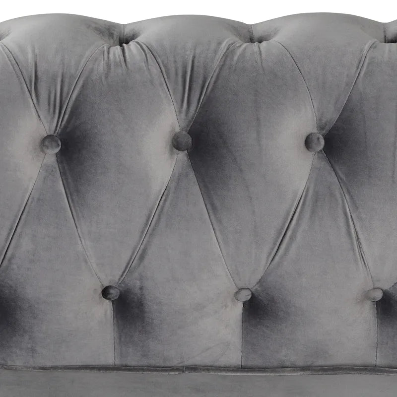 Ensemble de canapé et causeuse de style Chesterfield classique Morden Fort, revêtement en velours capitonné, 2 pièces, avec clous décoratifs, pour le salon