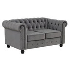 Ensemble de canapé et causeuse de style Chesterfield classique Morden Fort, revêtement en velours capitonné, 2 pièces, avec clous décoratifs, pour le salon