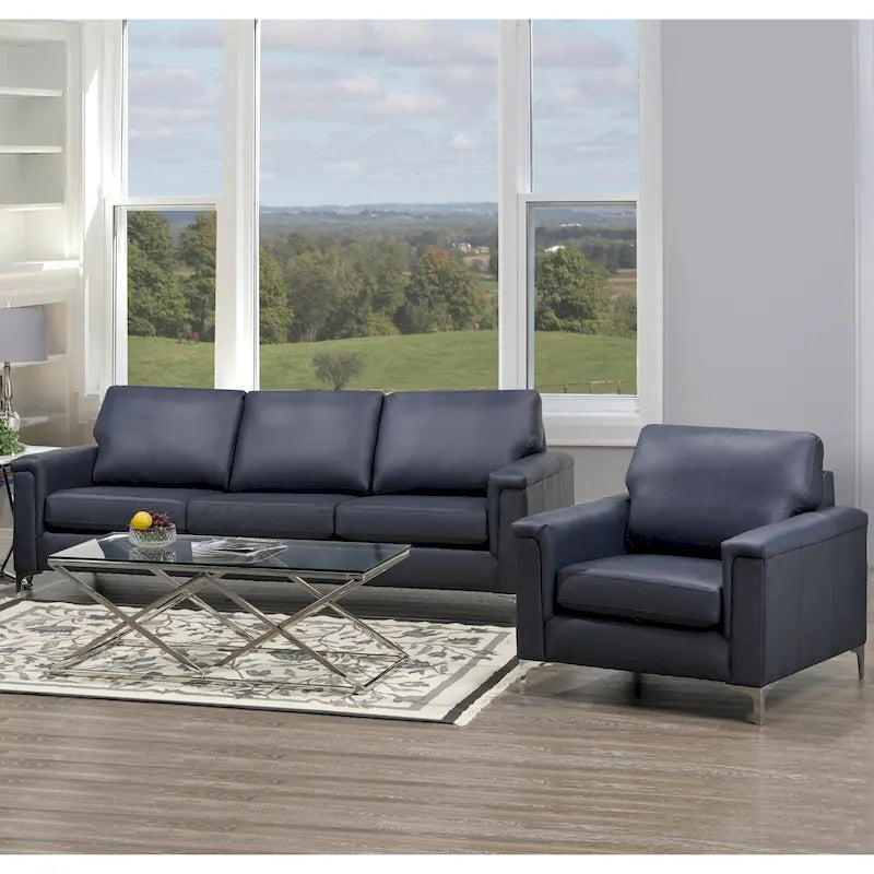 Lessa modernes Premium-Sofa- und Sesserset aus vollnarbigem Leder