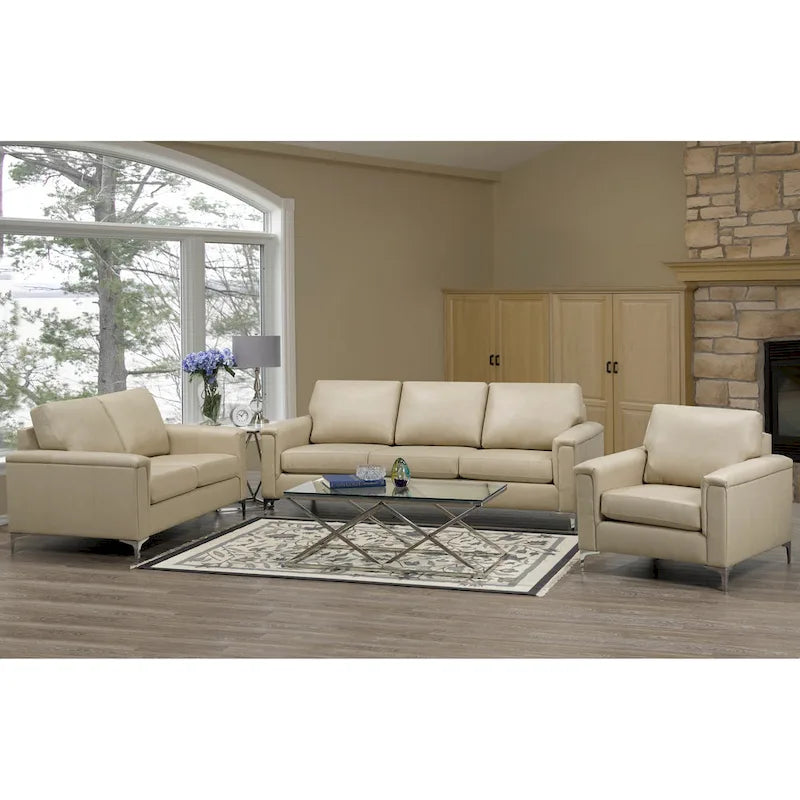Lessa modernes Premium-Sofa- und Sesserset aus vollnarbigem Leder