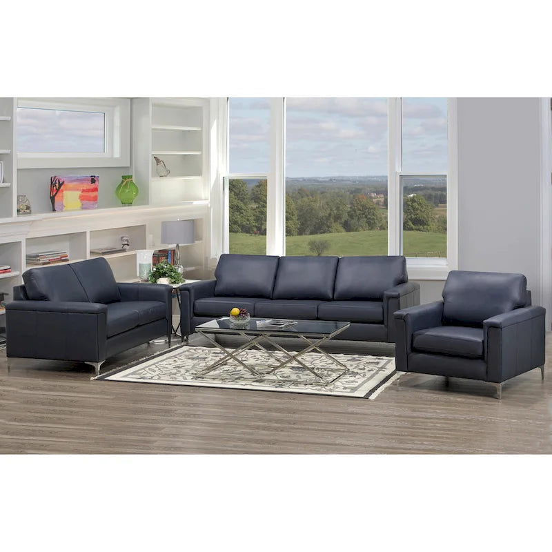 Lessa modernes Premium-Sofa- und Sesserset aus vollnarbigem Leder