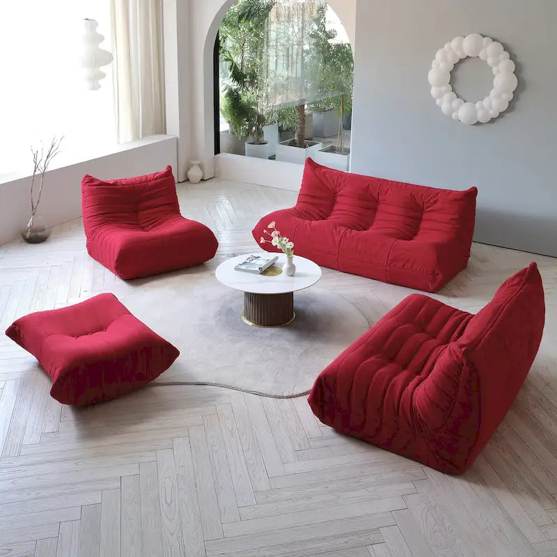 Ensembles de canapés décontractés en tissu teddy pour la chambre et le salon, fauteuil poire confortable et canapé de sol