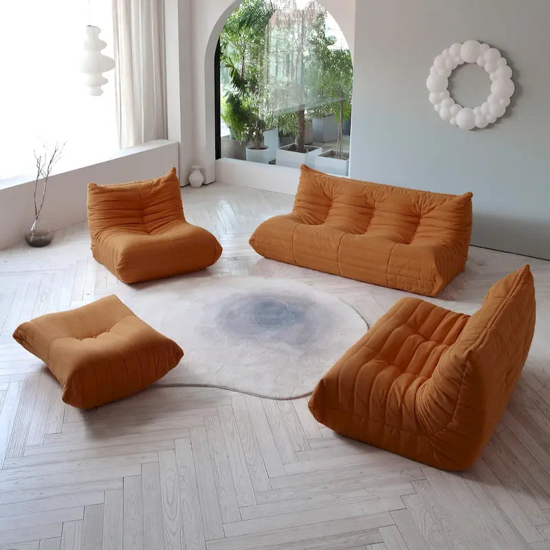 Ensembles de canapés décontractés en tissu teddy pour la chambre et le salon, fauteuil poire confortable et canapé de sol