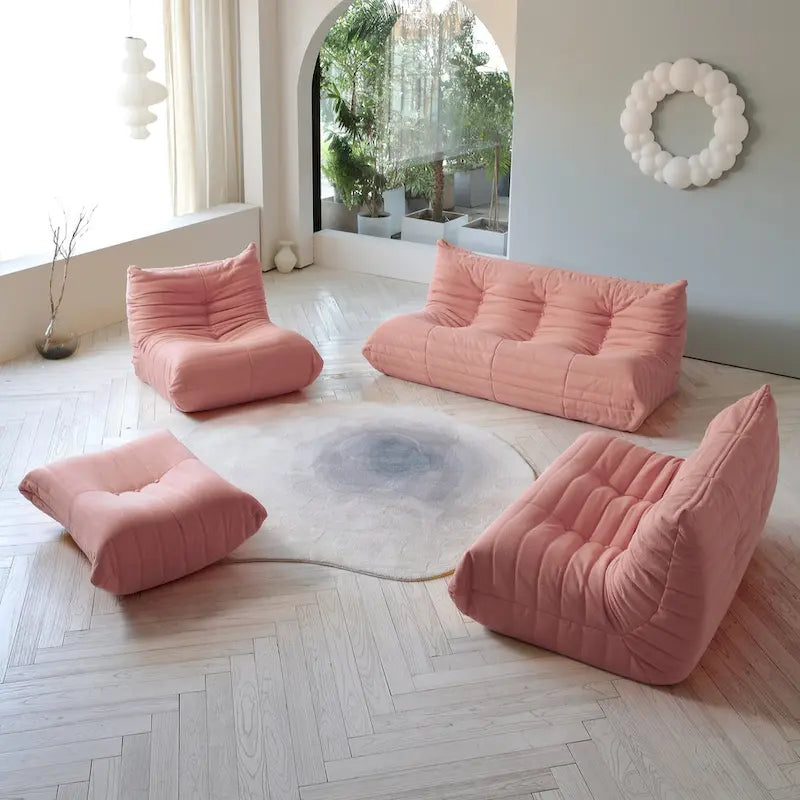 Ensembles de canapés décontractés en tissu teddy pour la chambre et le salon, fauteuil poire confortable et canapé de sol