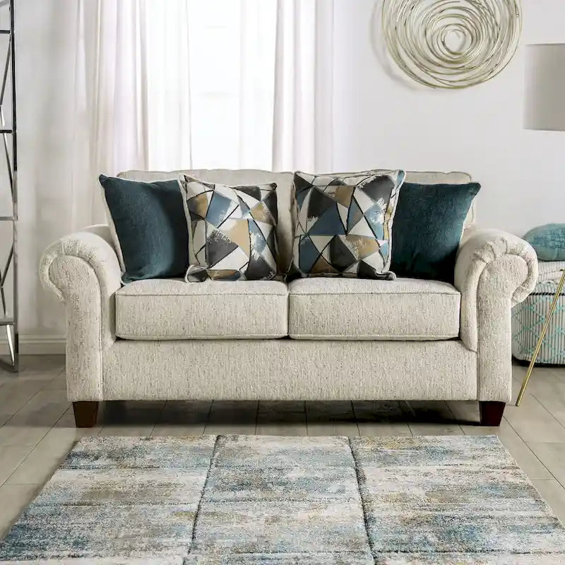 Mecia 2-teiliges Sofaset aus Chenille mit gerollten Armlehnen von Furniture of America