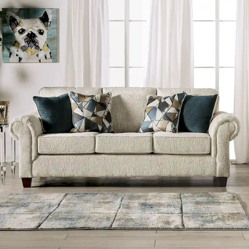 Mecia 2-teiliges Sofaset aus Chenille mit gerollten Armlehnen von Furniture of America
