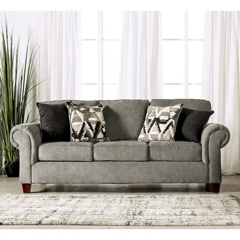Mecia 2-teiliges Sofaset aus Chenille mit gerollten Armlehnen von Furniture of America