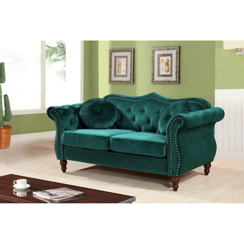 Loveseat Chesterfield Gloria de mediados de siglo con tachuelas, de US Pride