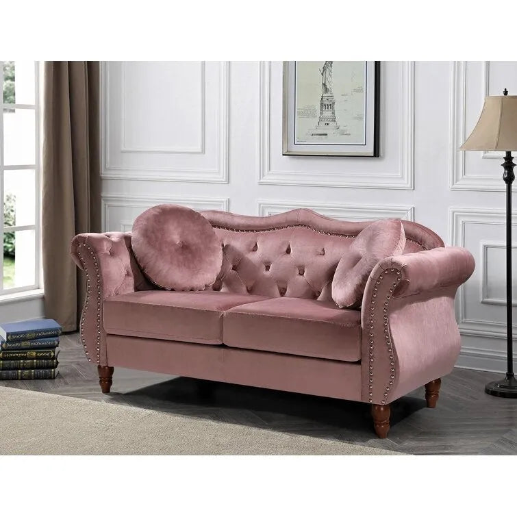 Loveseat Chesterfield Gloria de mediados de siglo con tachuelas, de US Pride