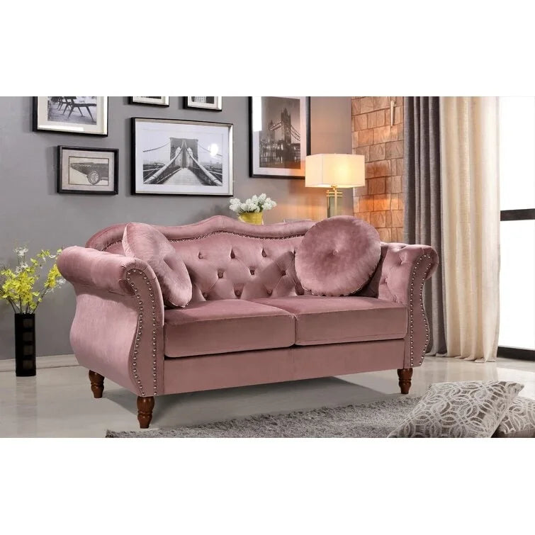Loveseat Chesterfield Gloria de mediados de siglo con tachuelas, de US Pride