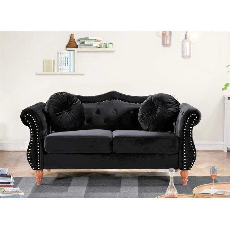 Loveseat Chesterfield Gloria de mediados de siglo con tachuelas, de US Pride