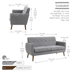 Porthos Home Rya kleiner Zweisitzer, Sofa, Stoff, Kautschukholz