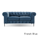 Corvus Prato Tufted Velvet Chesterfield Loveseat Sofa with Rolled Arms