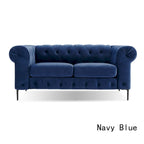 Corvus Prato Tufted Velvet Chesterfield Loveseat Sofa with Rolled Arms