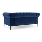 Corvus Prato Tufted Velvet Chesterfield Loveseat Sofa with Rolled Arms