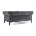 Corvus Prato Tufted Velvet Chesterfield Loveseat Sofa with Rolled Arms