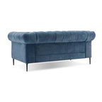 Corvus Prato Tufted Velvet Chesterfield Loveseat Sofa with Rolled Arms