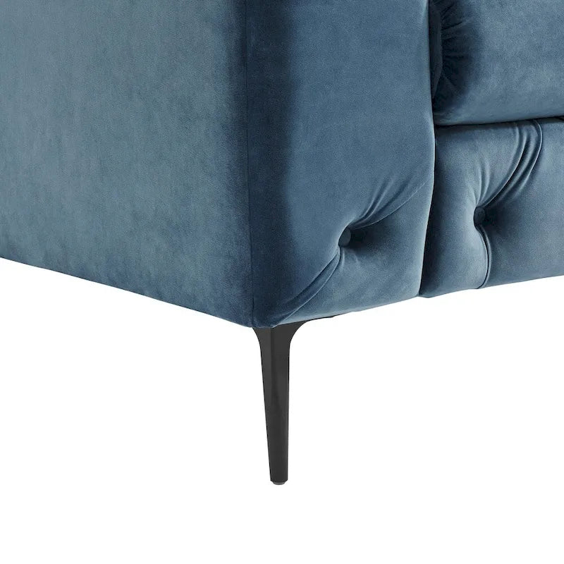 Corvus Prato Tufted Velvet Chesterfield Loveseat Sofa with Rolled Arms