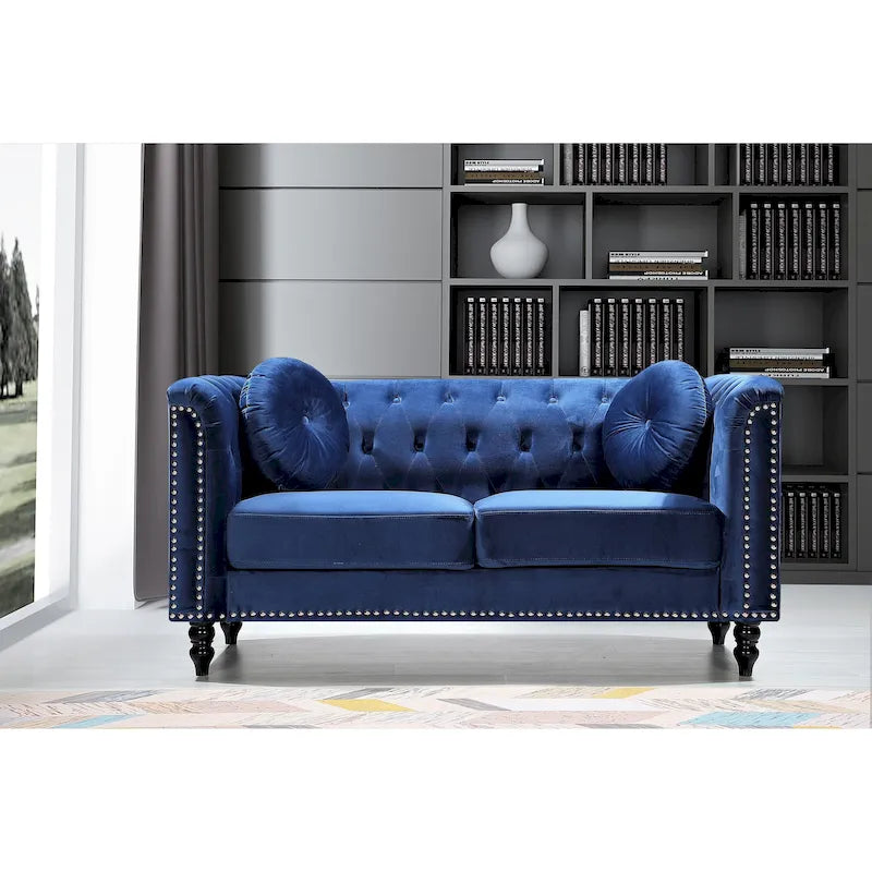 Calvin Classic Velvet Kittleson szegecses Chesterfield kétszemélyes kanapé