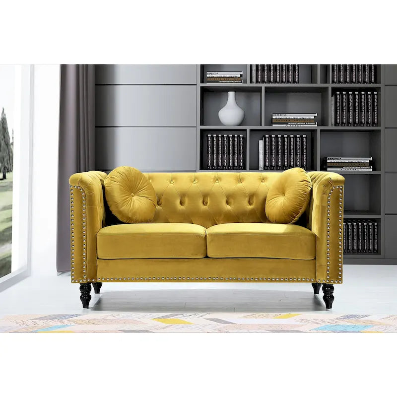 Calvin Classic Velvet Kittleson szegecses Chesterfield kétszemélyes kanapé