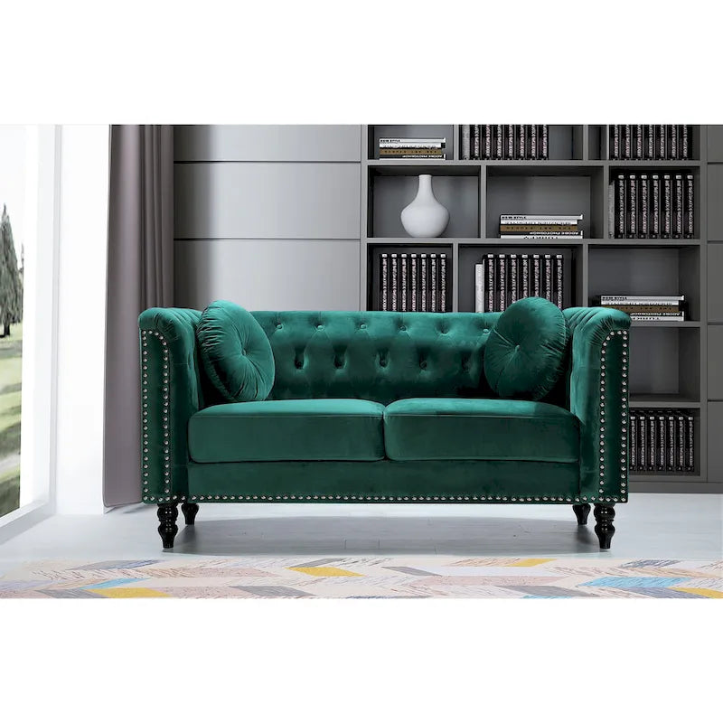 Calvin Classic Velvet Kittleson szegecses Chesterfield kétszemélyes kanapé