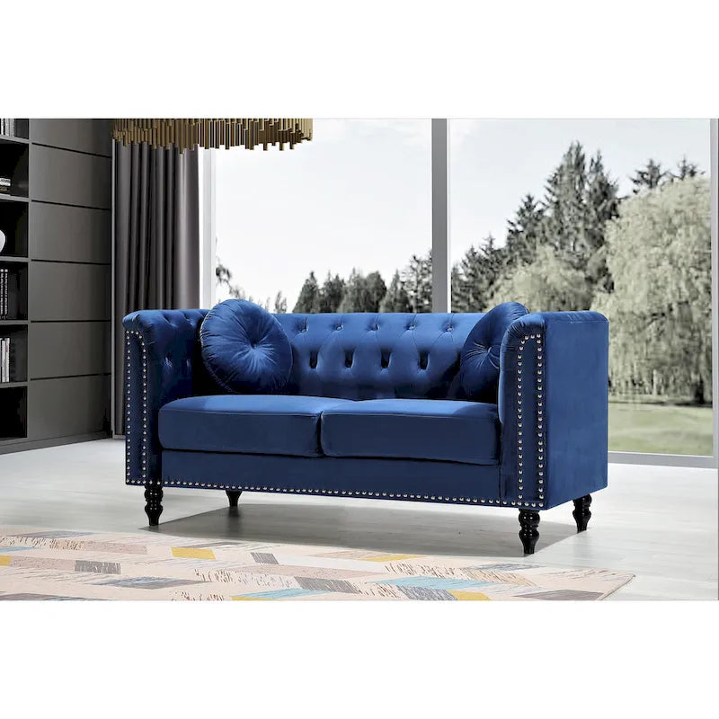 Calvin Classic Velvet Kittleson szegecses Chesterfield kétszemélyes kanapé