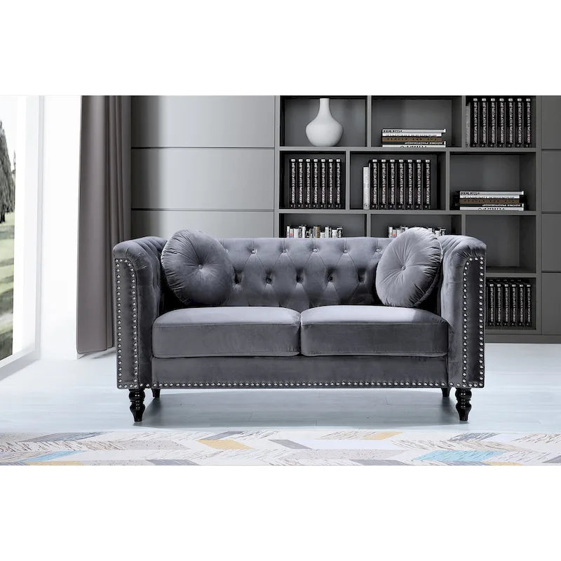 Calvin Classic Velvet Kittleson szegecses Chesterfield kétszemélyes kanapé