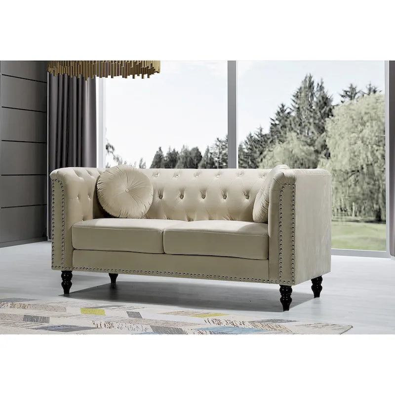 Calvin Classic Velvet Kittleson szegecses Chesterfield kétszemélyes kanapé