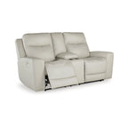 Sofa dwuosobowa z elektrycznie rozkładanymi fotelami Signature Design by Ashley Mindanao Coconut z konsolą - 79W x 42D x 43H