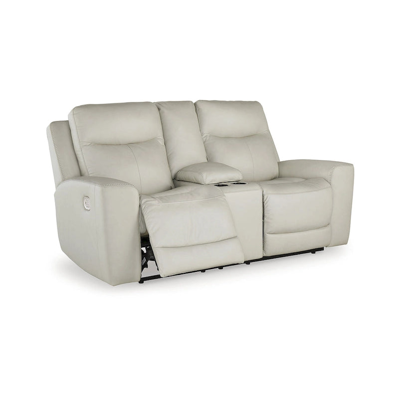 Sofa dwuosobowa z elektrycznie rozkładanymi fotelami Signature Design by Ashley Mindanao Coconut z konsolą - 79W x 42D x 43H
