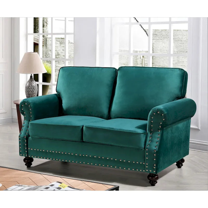Divanetto in velluto Suffield con borchie decorative