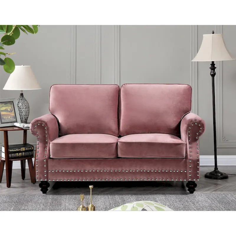 Divanetto in velluto Suffield con borchie decorative