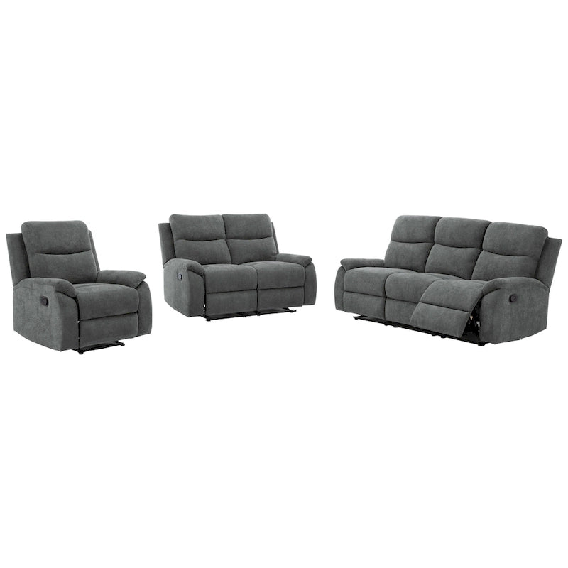 Ensemble de canapé inclinable de salon Ronald en similicuir, style transitionnel