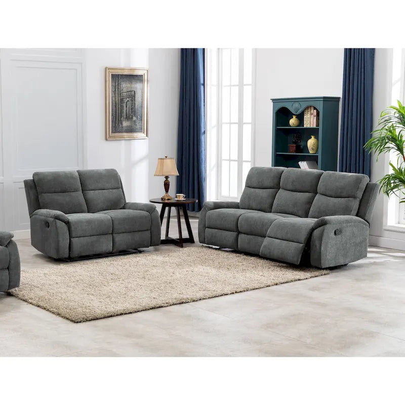 Ensemble de canapé inclinable de salon Ronald en similicuir, style transitionnel