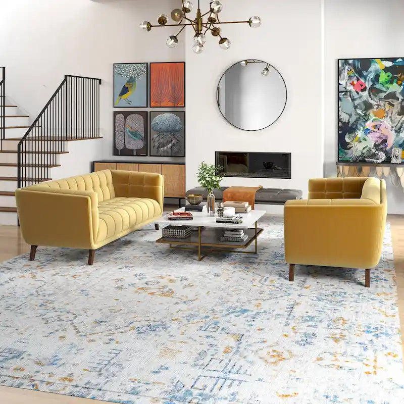 Ensemble de canapé en velours Kartal, moderne du milieu du siècle, en