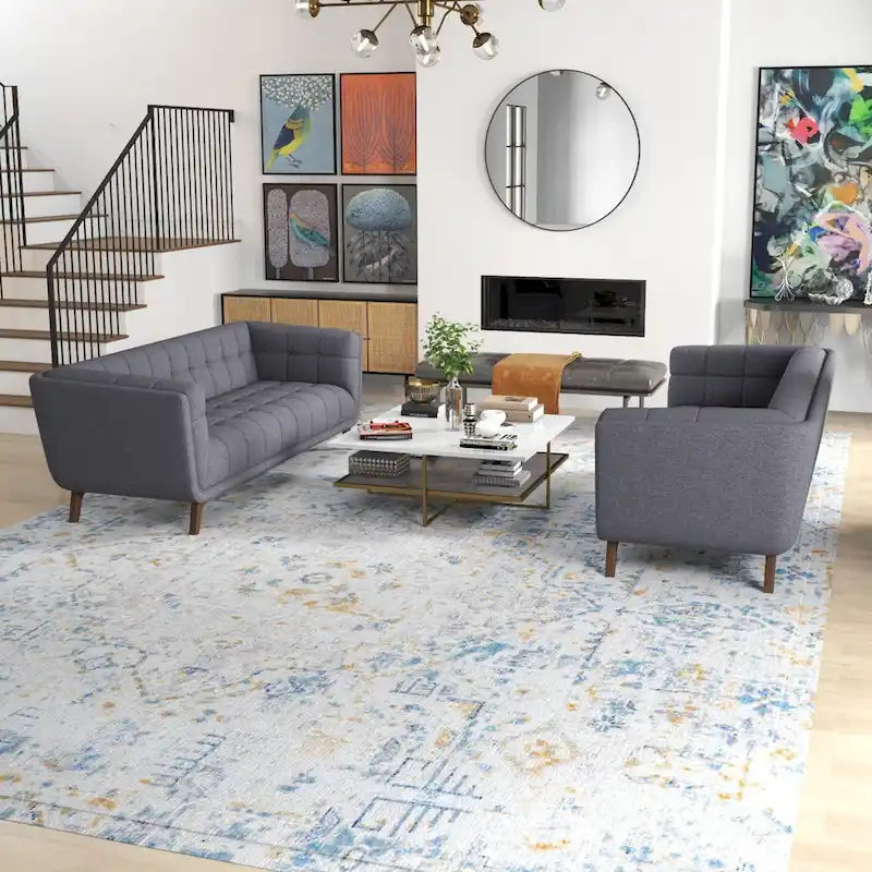 Ensemble de canapé en velours Kartal, moderne du milieu du siècle, en