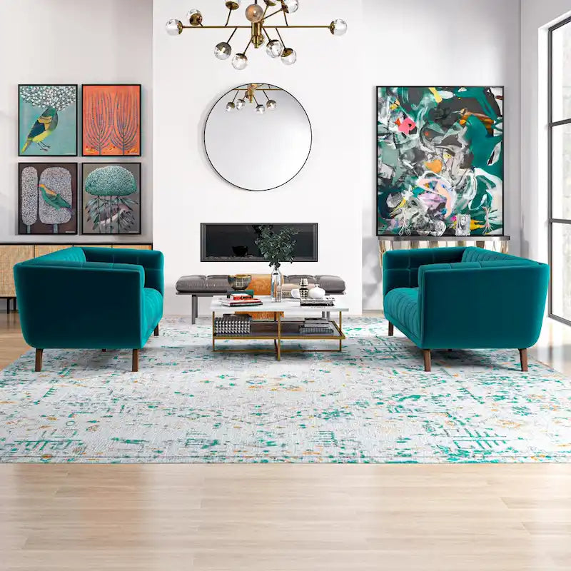 Ensemble de canapé en velours Kartal, moderne du milieu du siècle, en