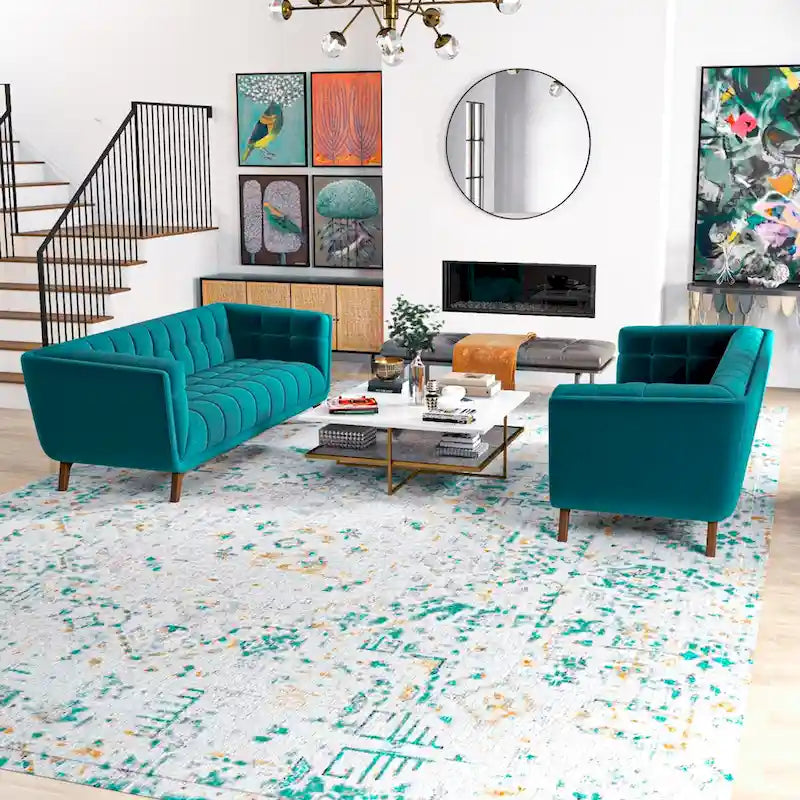 Ensemble de canapé en velours Kartal, moderne du milieu du siècle, en