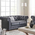 Knightsbridge tűzött, görgős karfájú Chesterfield kétszemélyes kanapé, az iNSPIRE Q Artisan kollekcióból