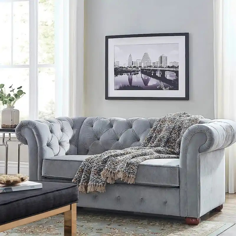 Knightsbridge tűzött, görgős karfájú Chesterfield kétszemélyes kanapé, az iNSPIRE Q Artisan kollekcióból