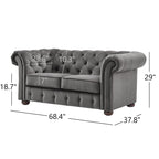 Knightsbridge tűzött, görgős karfájú Chesterfield kétszemélyes kanapé, az iNSPIRE Q Artisan kollekcióból