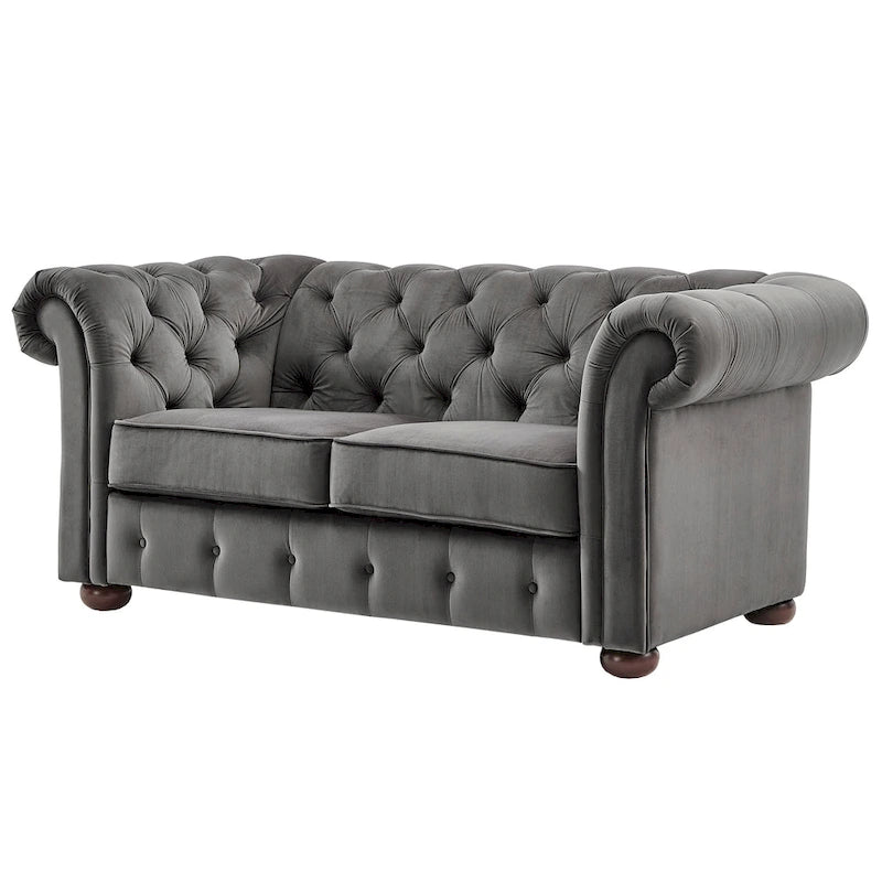 Knightsbridge tűzött, görgős karfájú Chesterfield kétszemélyes kanapé, az iNSPIRE Q Artisan kollekcióból