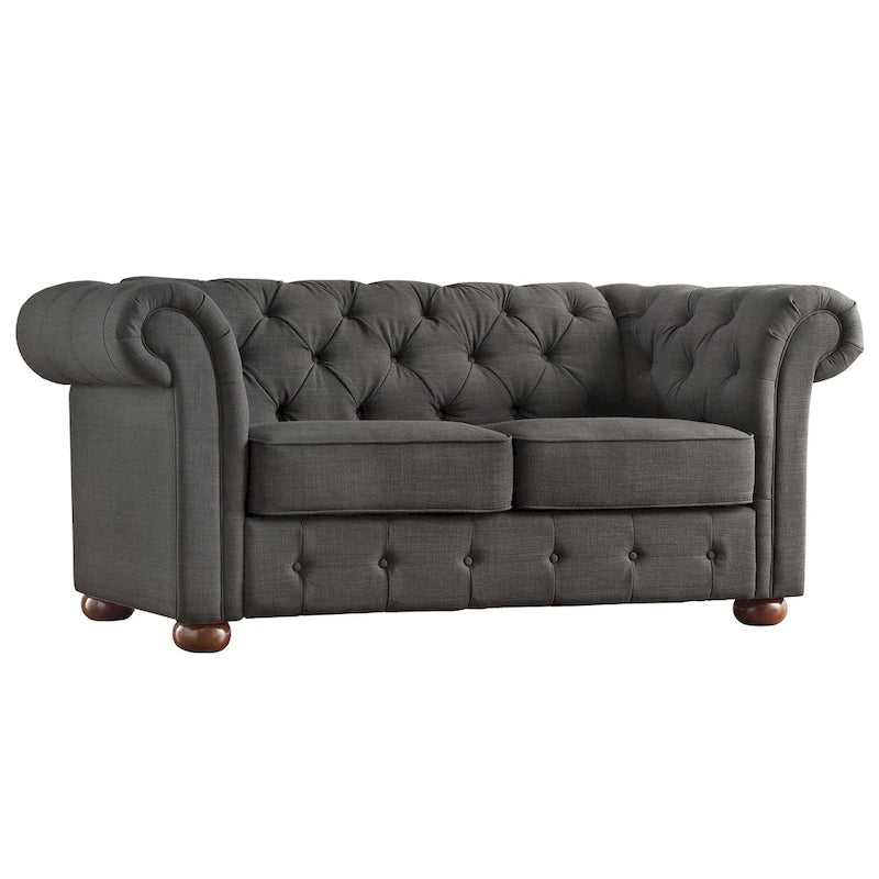 Knightsbridge tűzött, görgős karfájú Chesterfield kétszemélyes kanapé, az iNSPIRE Q Artisan kollekcióból