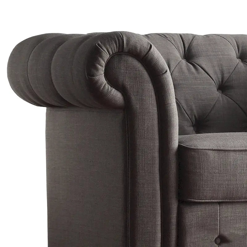 Knightsbridge tűzött, görgős karfájú Chesterfield kétszemélyes kanapé, az iNSPIRE Q Artisan kollekcióból