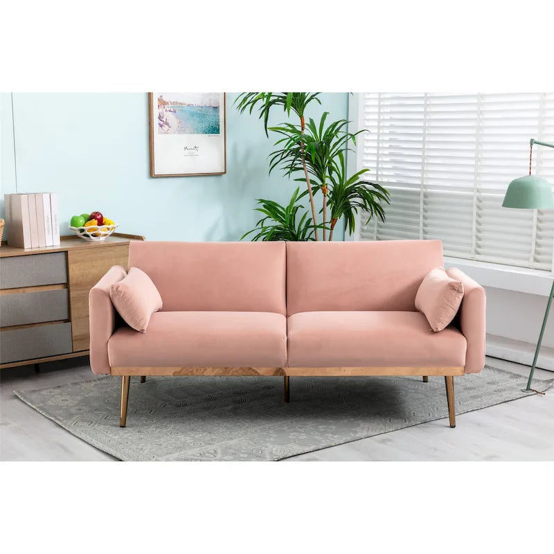 Rozkładana dwuosobowa sofa z funkcją spania, tapicerowana welurem