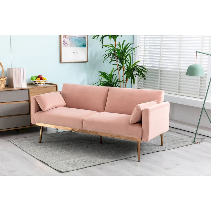 Rozkładana dwuosobowa sofa z funkcją spania, tapicerowana welurem