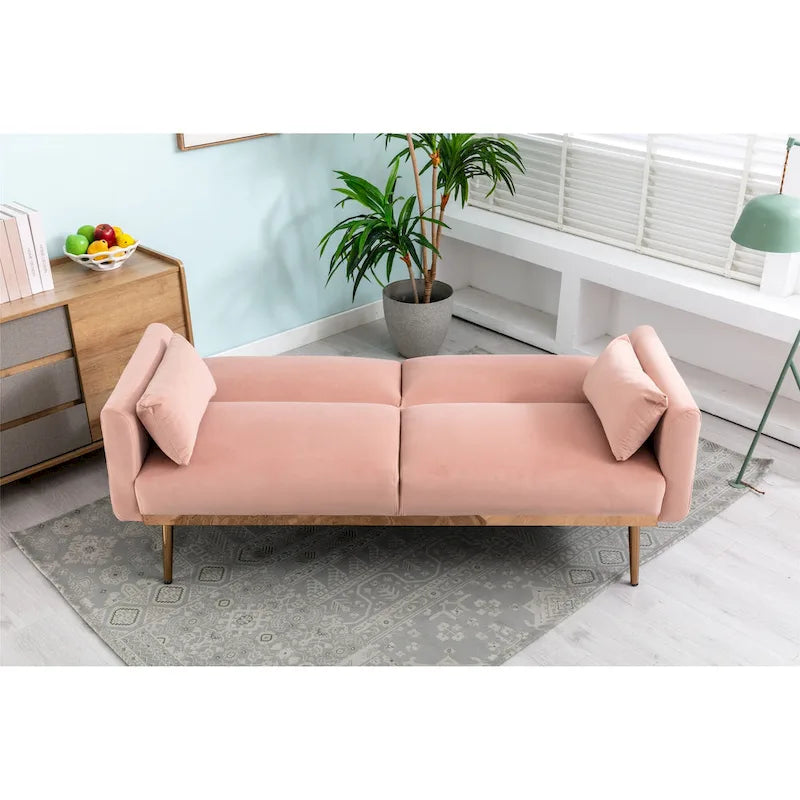 Rozkładana dwuosobowa sofa z funkcją spania, tapicerowana welurem