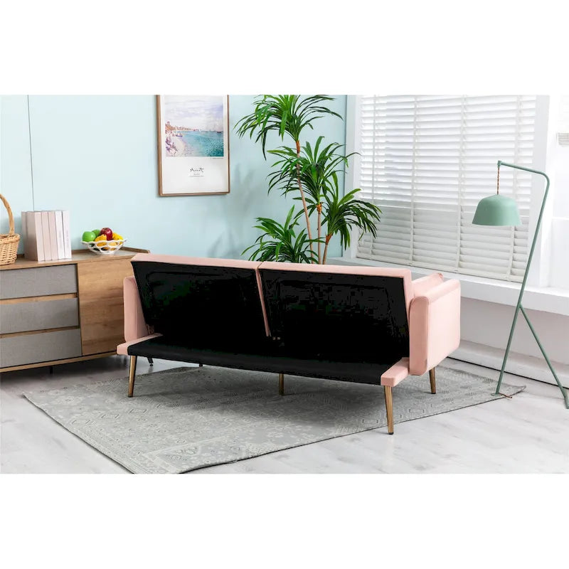 Rozkładana dwuosobowa sofa z funkcją spania, tapicerowana welurem